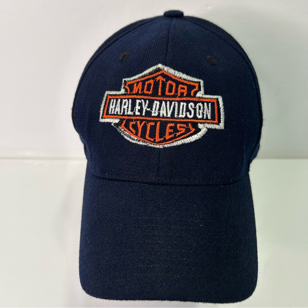 Harley Davidson Navy Orange Baseball adjustable cap hat unisex - Picture 2 of 8